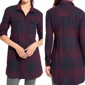Athleta Soft Flannel Plaid Trail To Town Shirt Dress XXS